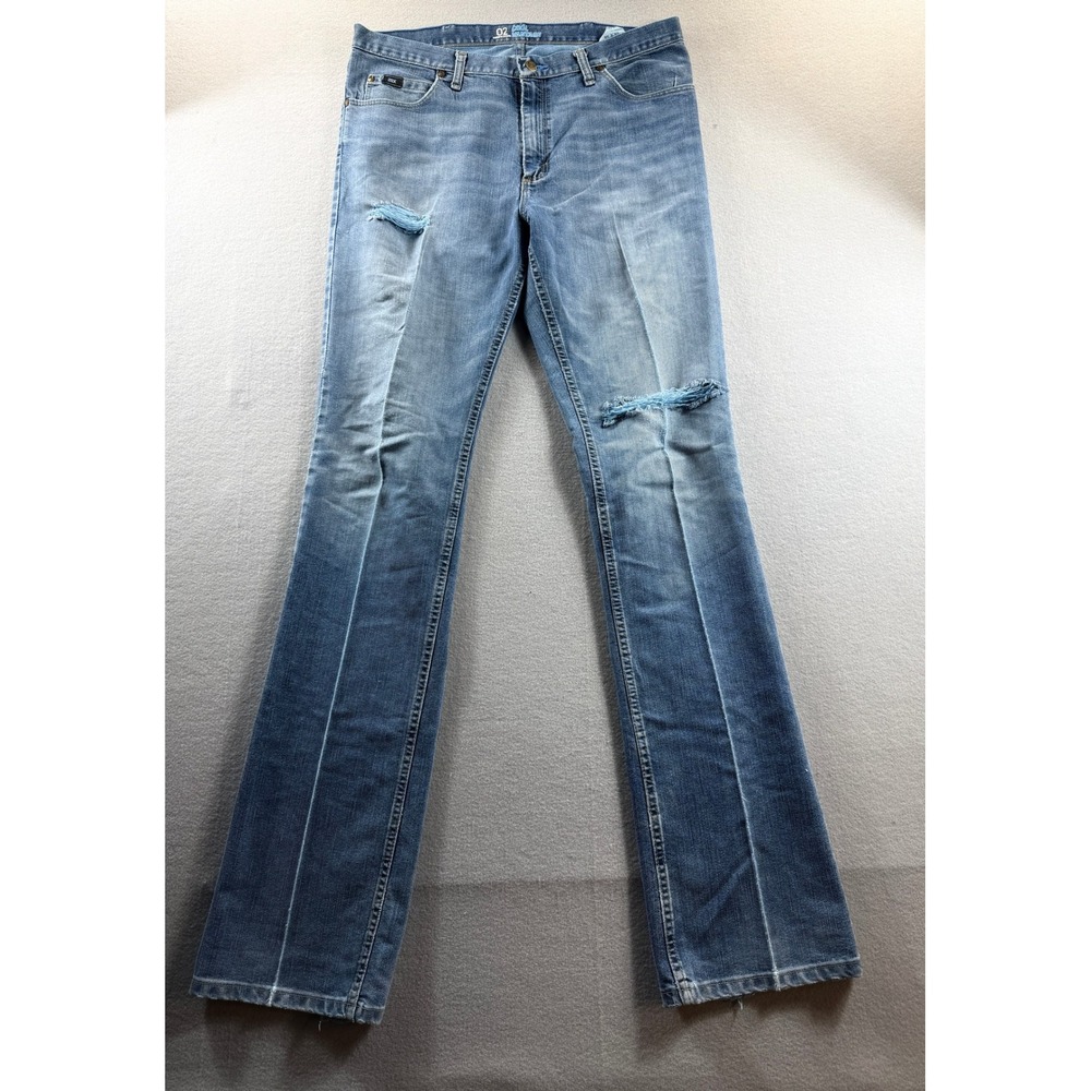 Wrangler 20X Competition 02 Cool Vantage Jeans Mens 35x38 Blue Distressed 36x38